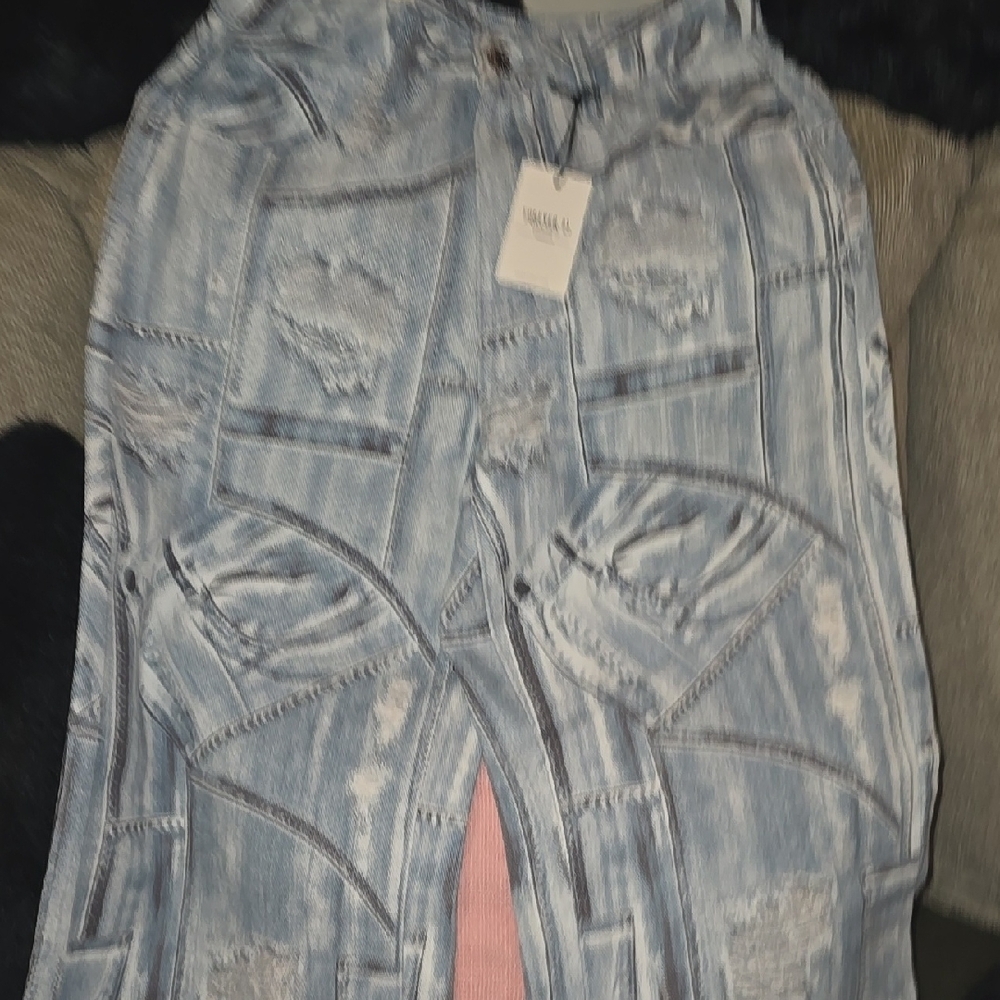 Forever 21 Light Blue Distressed Denim Overalls